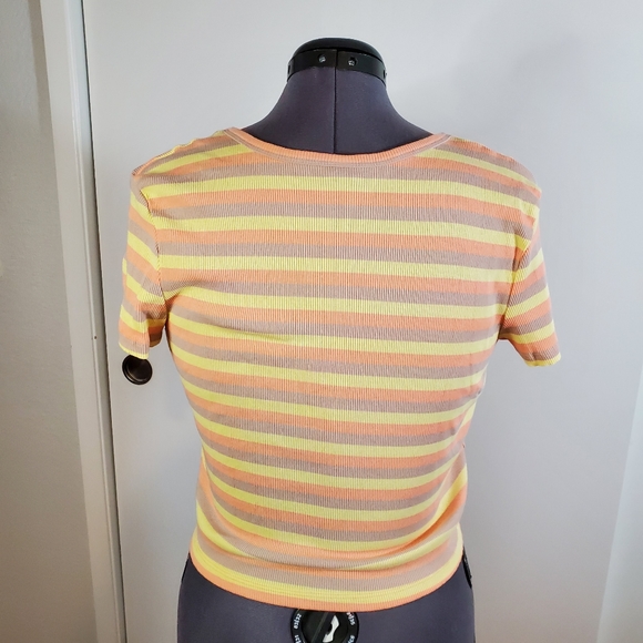 Wild fable Pastel Striped Button Down Crop Top - Picture 3 of 4